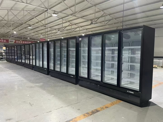 Παγωτήριο για ποτά σε σούπερ μάρκετ OEM με ψύξη πολλαπλών κλιματικών συνθηκών και λευκή γυάλινη πόρτα
