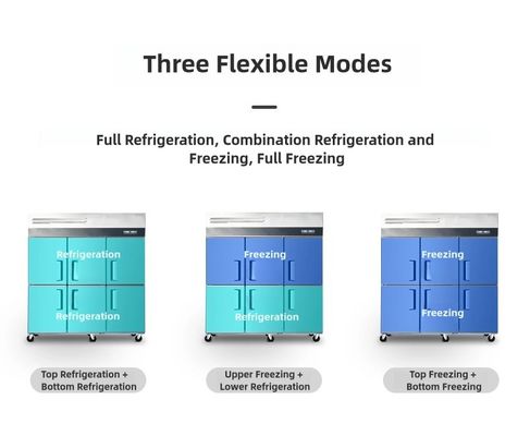 Ψηλός ψυγείο έξι θυρών από ανοξείδωτο χάλυβα 2~8°C/-6~-15°C